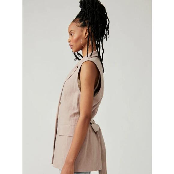 NWT Free People Olivia Vest Womens Small Tan Beige - Picture 2 of 12